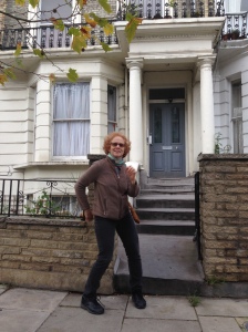 Jubilating in front of my old bedsit in London, where I lived briefly long ago.