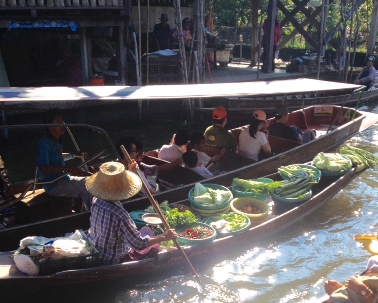 Floating market. Lean on the food market market, but overflowing with tourists and chachskis. Yes, there were a few picturesque moments, but lesson learned.